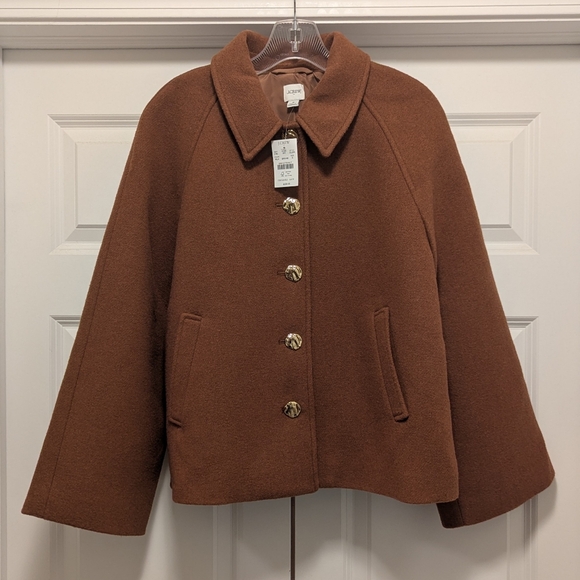 NWT J.Crew Women's Cropped Wool Blend Swing Coat Sz S - Picture 6 of 16